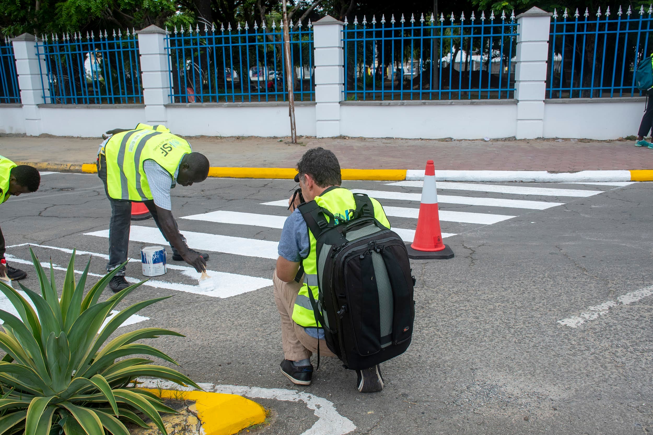Close-up of a road-safety intervention in Mombasa.